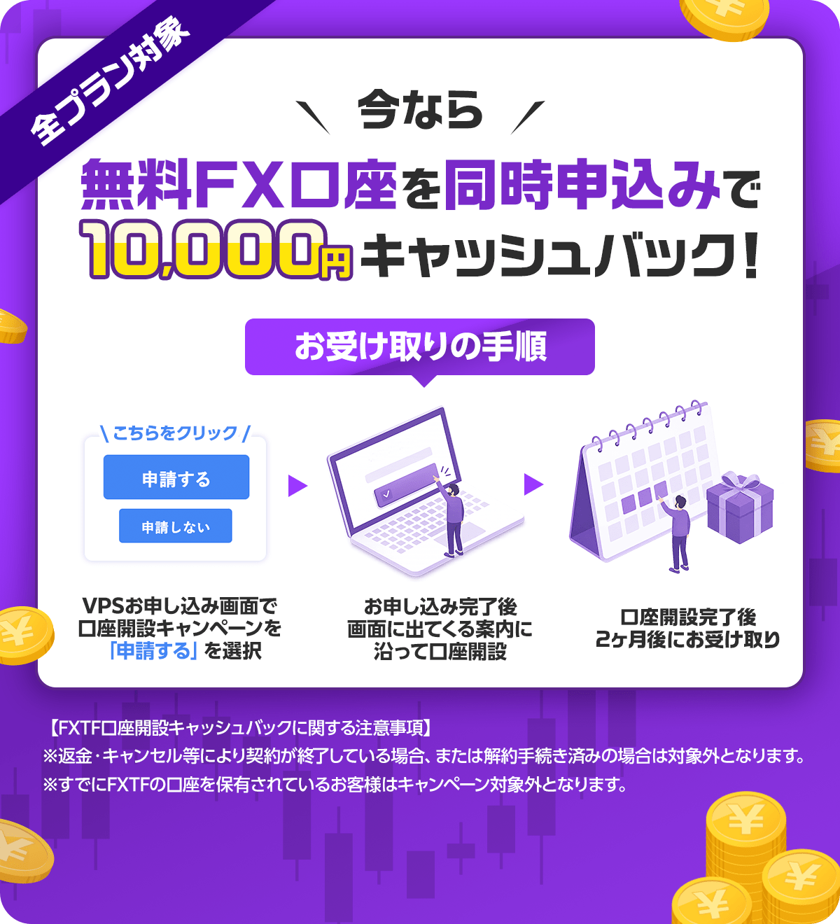 今なら無料FX口座を同時申込みで10,000円キャッシュバック！全プラン対象