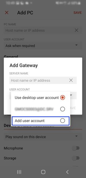 Add user accountを選択